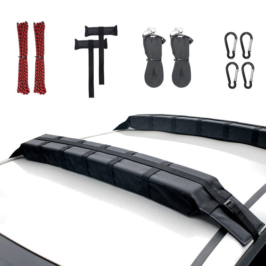 AQUARM Kayak Roof Rack Pads Deluxe Upgrade Universal Car Soft Roof Rack for Canoe/Paddle Board/SUP with Adjustable Steady Tie-Down Straps/Ropes/Hooks/T-Straps and Storage Bag