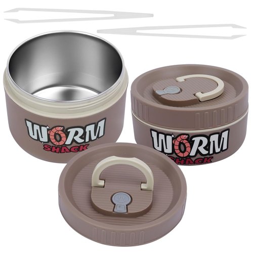 VKVXCLON 2Pcs Live Bait Storage,Fishing Bait Container, Stainless Steel Worm Storage Box, Nightcrawler Box, Bait Tank, Compact and Durable,Small and Portable, Keeps Bait Fresh and Alive (Khaki)