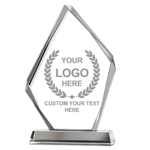 Emoragifou 8.66 x 5.12??Custom Crystal Trophy Award, Personalized Engraved Crystal Award Plaque with Your Logo/Emblem/Text, Customized Awards and Trophies for Corporate Events, Sports, Games Nights