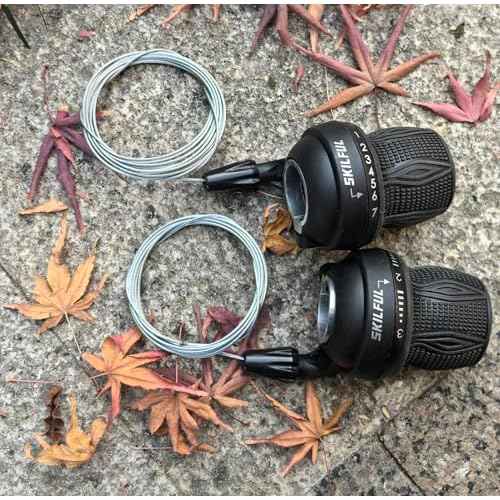THALOUS Bicycle Twist Shifter Lever 3x7 3x6 Speed Revoshift Lever 21 18 Speed Twist Grip Gear for MTB Mountain Bike 1 Pair