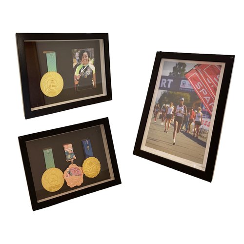 3-in-1 Convertible Medal Display Shadow Box, Medal Display Black A4 Size for Runners, Marathon, Race Winner, Soccer, Football, Gymnastics & All Sports