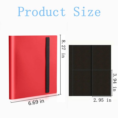 Card Binder, Small Card Album with PP Waterproof Pages, 4 Pockets Trading Card Binder, Holds 160 Standard Cards, for TCG, MTG Collections Sports Cards Binder (Red)