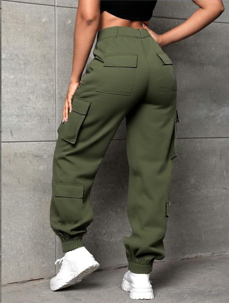 Women's Cargo Jogger Camo Pants with Pockets High Waist Slim Casual Tapered Camouflage Combat Hiking Pants
