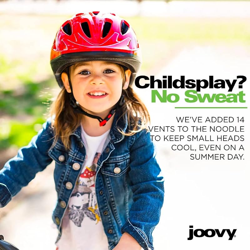Joovy Noodle Pediatric Bike Helmet Medium Red – Toddlers & Kids 1-9, Adjustable Fit