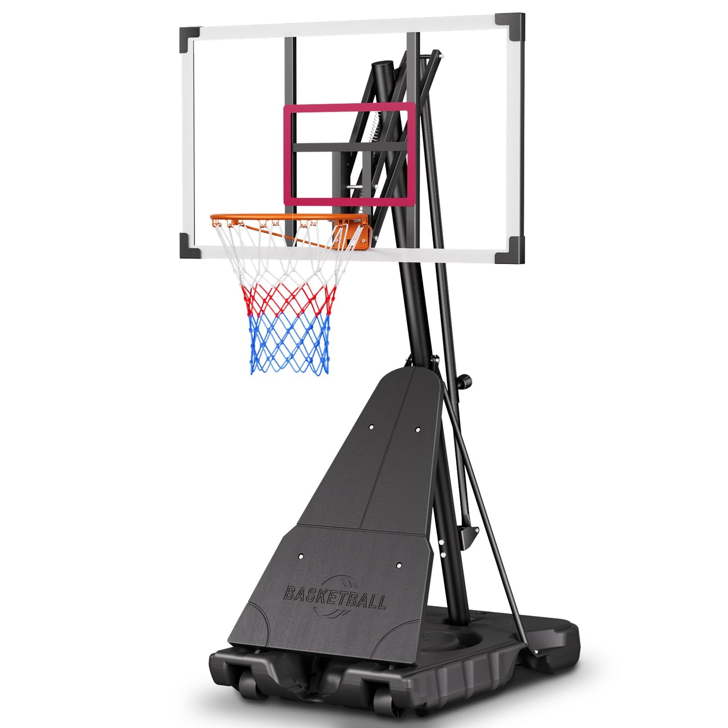 Asbest Basketball Hoop Outdoor with 44" Shatterproof Backboard, 5.09-10FT Adjustable Basketball Goal System, Portable Hoop with Wheels & Easy Adjustment for Driveway, Backyard, Court (Purple)