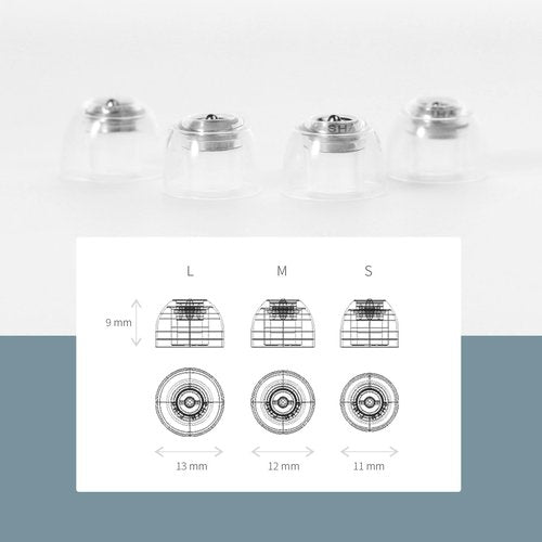 Shanling SE100 Invisble Medical Silicone Ear Tips (S/M/L Sizes) - Noise Isolating Ergonomic Eartips for IEMs, Designed for Audiophiles & Musicians (Transparent, Large)