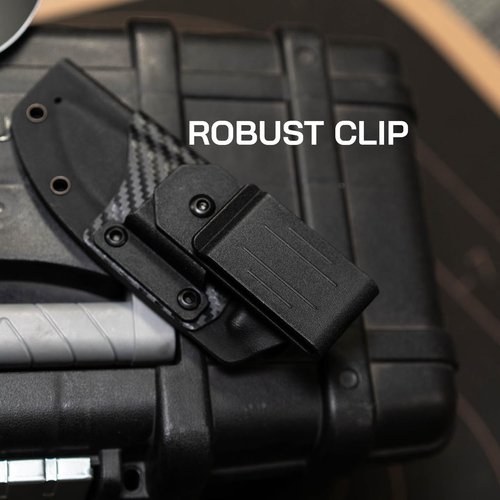 704 Gear Rogue Fixed Blade Knife | Serrated 4.5 inch 14C28N Steel Full Tang Blade, Textured G10 Handle, and Kydex Sheath with Carrying Clip | Black