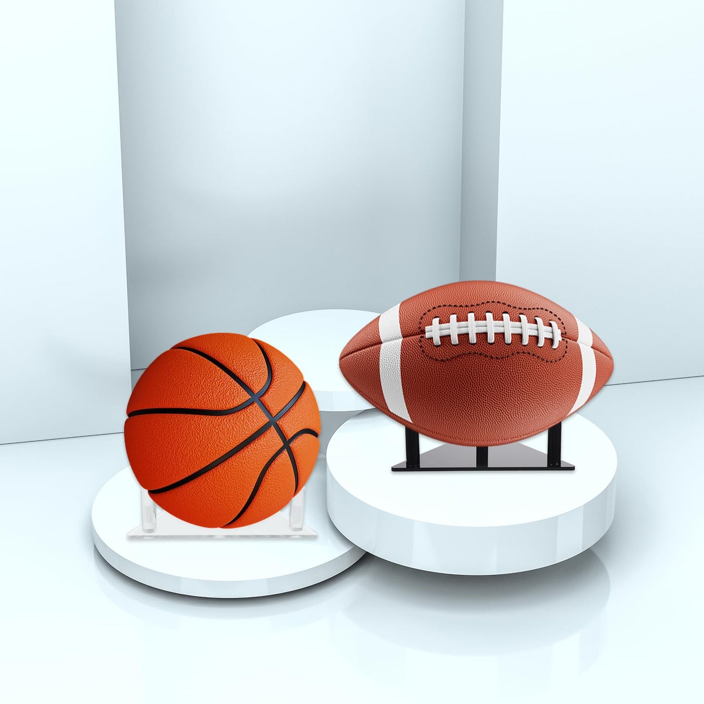 2 Pcs Basketball Stand Acrylic Ball Stand Display Holder Sports Ball Storage Display Stand for Footballs Soccer Volleyballs Display