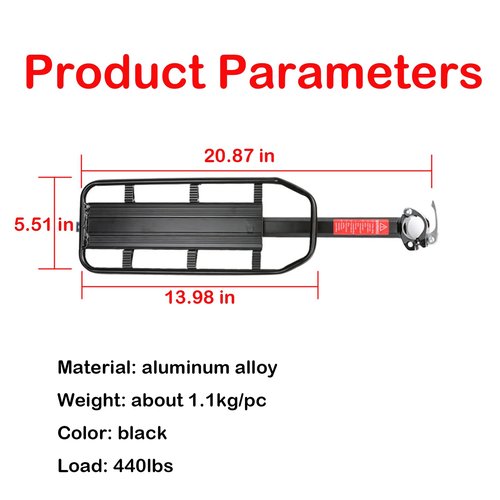 Retractable Bicycle Cargo Rack Rear Bike Rack Quick Release Aluminum Alloy Mountain-Bicycle Carrier 60 lbs Weighing Capacity Black Universal for Bike Luggage