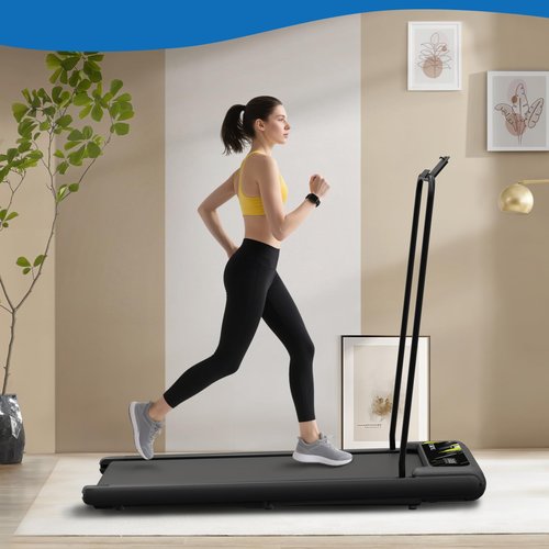 SEVOBAL Treadmill with Handles, Folding Foldable Electric Treadmills for Home Small, Under Desk Treadmill with Remote Control LED Display, 2.5HP Walking Pad with Handle Bar, 270LBS Capacity, Black