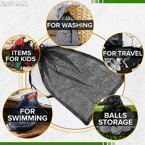10 Pcs Small Mesh Drawstring Bags - Black, 11.8 x 7.48 Inches, Polyester, S Size