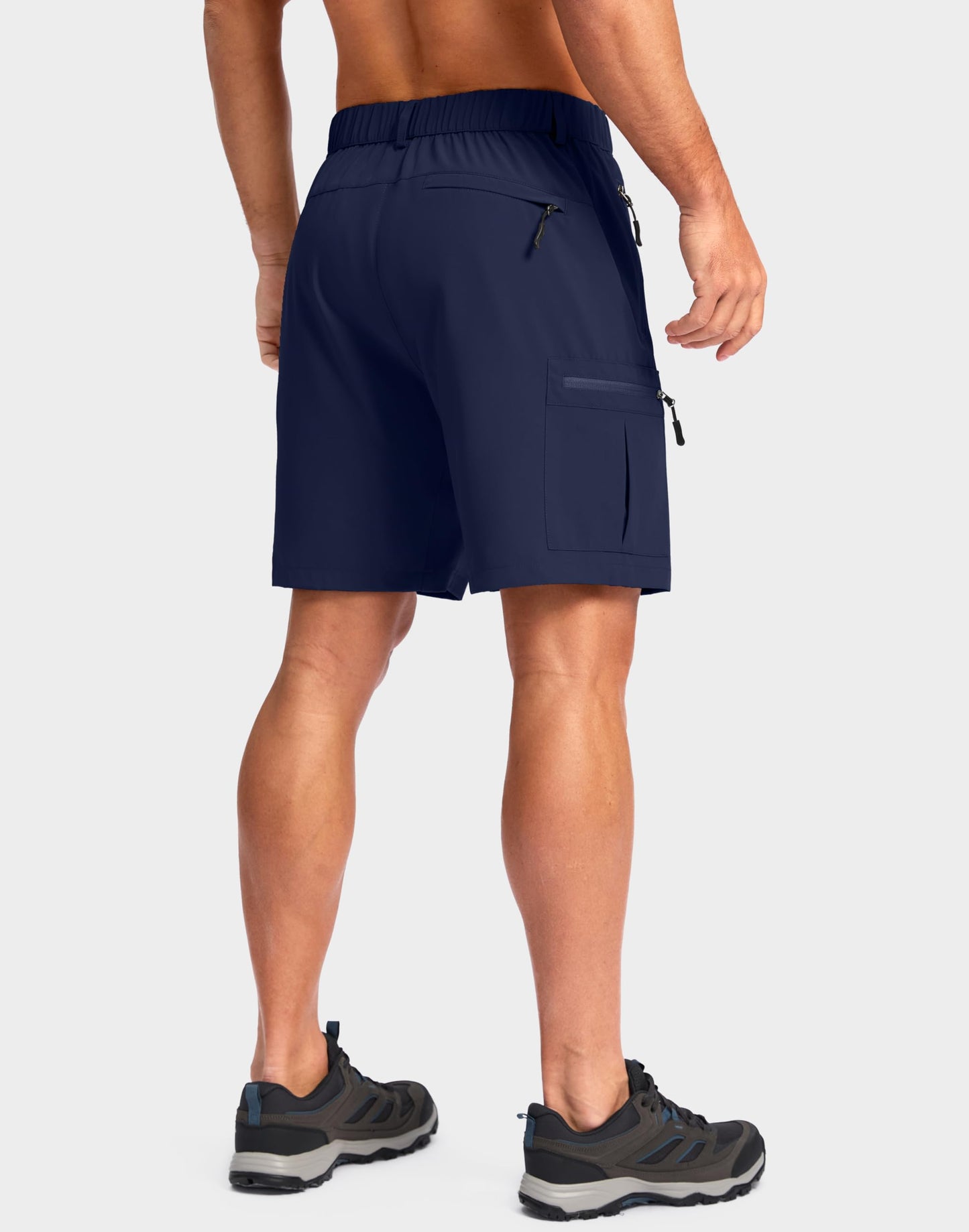 Pudolla Men's Hiking Cargo Shorts Lightweight 7" Travel Casual Shorts for Men Golf Work Outdoor with 5 Zipper Pockets(Navy XX-Large)
