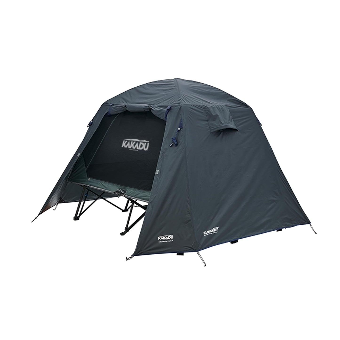 Kakadu Camping Tent Cot, 2 Person, Quick Setup, Folding, Compact, Elevated Tent with BlockOut Rain Fly, Awning Poles, Ultra-Fine Mesh Windows, and Carry Bag