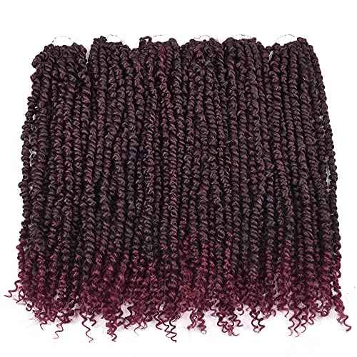 Passion Twist Crochet Hair 18inch 6packs Pre-Twisted Synthetic Long Curls 12 Roots Braiding Hair Extensions For Women (18 inch, TBUG)