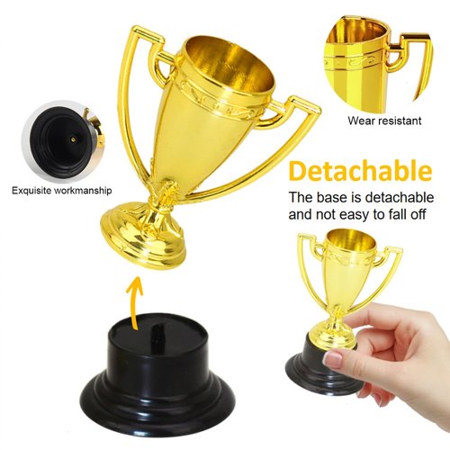 SenseYo 24 Pack Mini Trophies Cups, Gold Trophy Award, Plastic Trophies for Kid, 4 Inch Award Trophies for Kids Party Favors, Winning Prizes