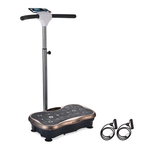 EILISON FIRMHOLD Handle Vibration Plate Exercise Machine for Lymphatic Drainage- Whole Body Workout Vibration Platform 350lbs for Beginners & Recovery, Body Shape Machine for Tonning (Handle Brown)