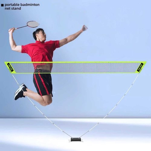 Portable Badminton Set - 1.5m Height x 2.7m Width, Lightweight & Easy Setup with Carry Bag, Green PE Net, Fiberglass & Alloy Steel, Ideal for Outdoor Play