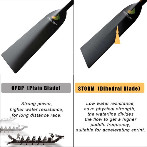 Z&J SPORT Dragon Boat Paddle Full Carbon IDBF Approved Dihedral Blade Oval Shaft (52inch)