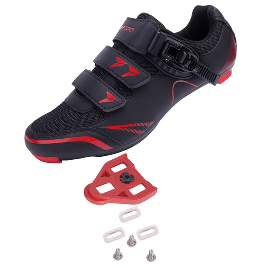 KESCOO Mens Womens Cycling Shoes Compatible with Peloton Bike Shoes and Delta Cleats Pre-Installed, Clip in Road Bike Riding Racing Biking Shoe Perfect for Indoor Outdoor - Black red, 45