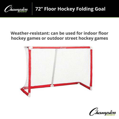 Champion Sports Floor Hockey Collapsible Goal (Red, 72 x 48 x 24-Inch)