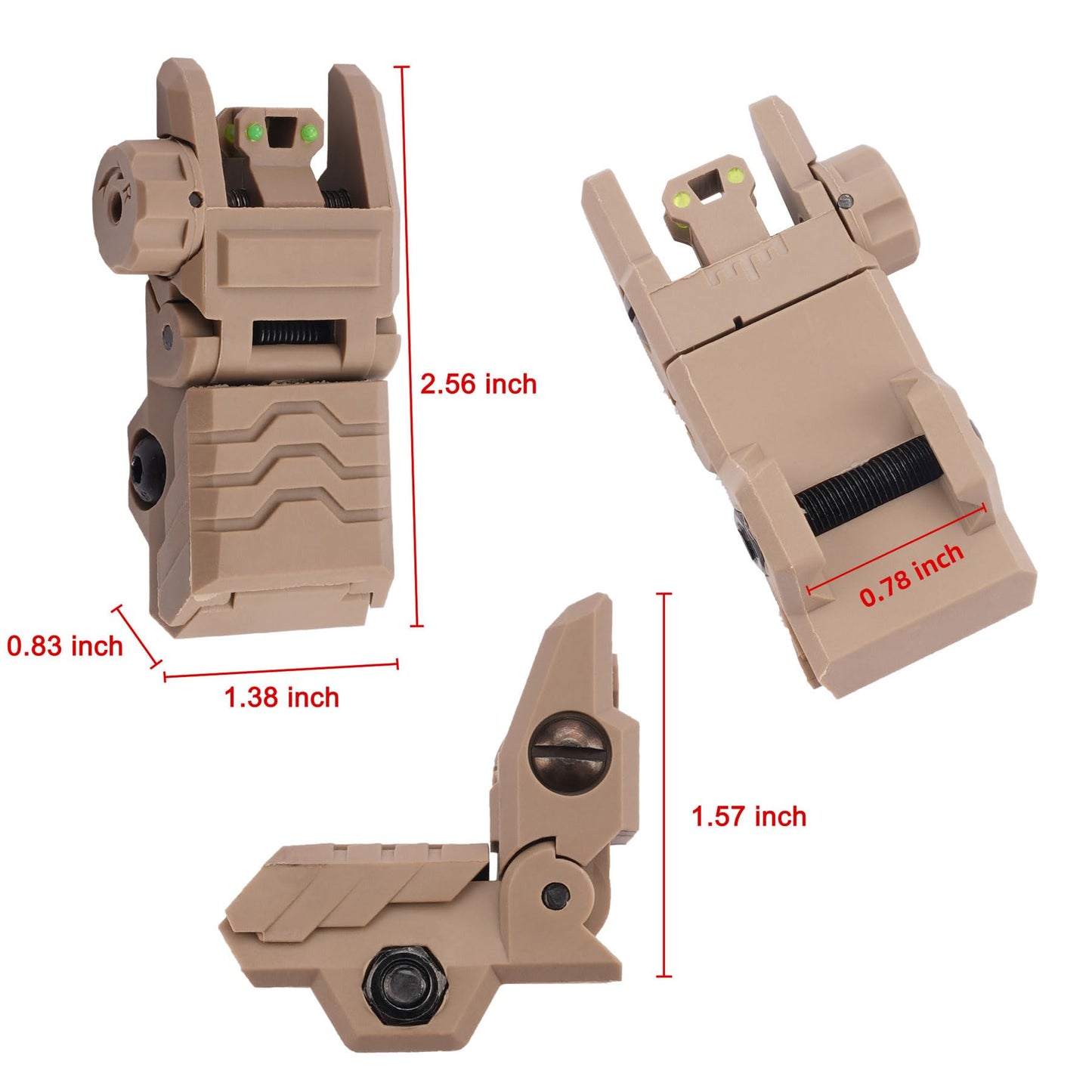 GLKTRS Flip Up Sights Fiber Optic Red Green Dot Sights Folding Polymer Sights for Picatinny Rail Adjustable Front and Backup Sights Set (Black)