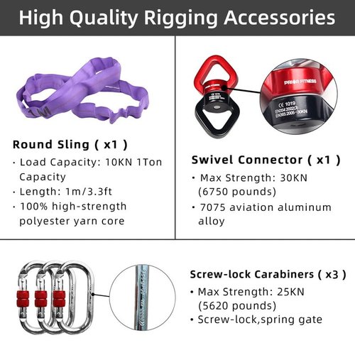 PRIOR FITNESS Aerial Hoop Set - Professional Circus Lyra Kit With Complete Rigging Hardware, Acrobatics Equipment Hanging Rings for Home, Yoga Dance Sling