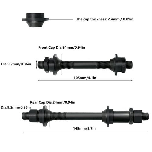 AiTuiTui 1 Pair Bike Quick Release Axle Skewer Bicycle Hub Parts, Front & Rear Axle Hollow Shaft Kit Replacement for Road, Mountain, MTB, BMX Bikes