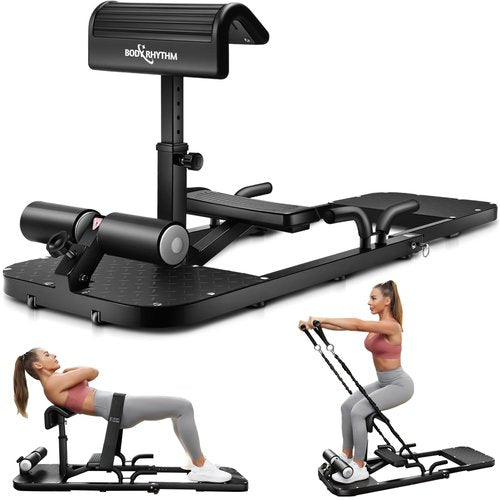 BODY RHYTHM Hip Thrust Machine with 2 Sets of Resistance Bands, Sissy Squat Machine, Glute Machine, Squat Workout Machine & Glutes Workout Equipment, Bulgarian Split Squat Stand for Legged Lunges.