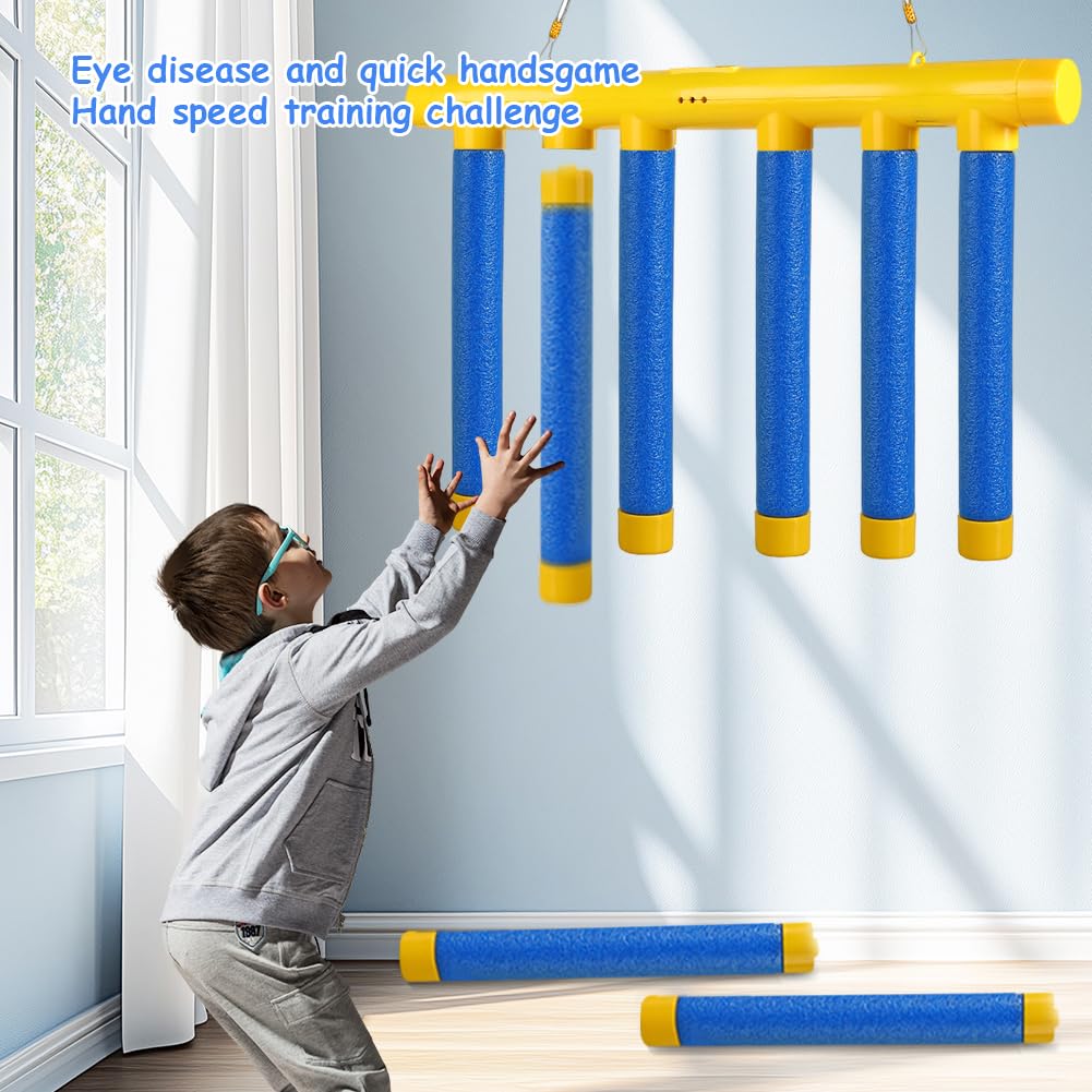 Agaommio Reflex Sticks Game, Drop Sticks Game, 3 Adjustable Speed Modes Hand-Eye Coordination Reaction Time Training Challenge Toys, Catch Falling Sticks Game for Adults & Kids