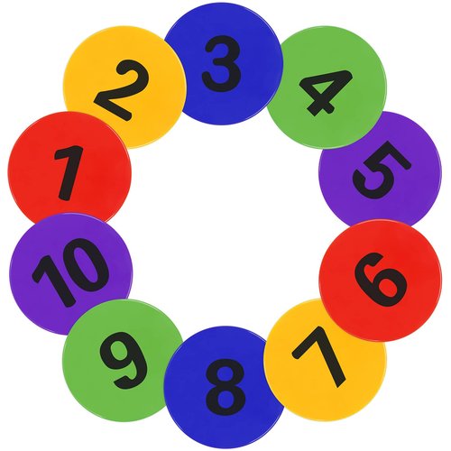 9 inch Numbered Spot Markers Flat Cones Non-slip Poly Spots Floor Dots Agility Markers for Kids Soccer Basketball Sports Speed Agility Training, Preschool Classroom Activities, Social Distancing