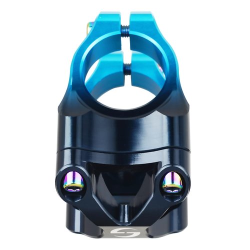 LUNJE 31.8mm Bike Stem, 35mm Short MTB Stem, CNC Machined 6061-T6 Aluminum Alloy with Vibrant Dual-Tone Anodized Finish, Anti-Corrosion, Fits Mountain/Road/BMX Bikes (Black Blue)