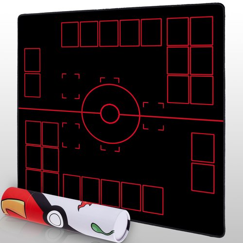 Biouai 2 Player Compatible Playmats for Cards - 2 Player Battle Mat Stadium Board for TCG Playmat Board Game- Playmat for Trainers (Black)