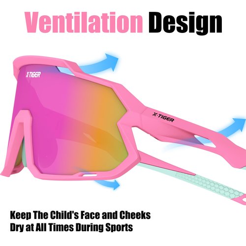 X-TIGER Kids Sunglasses Polarized Youth Baseball Sunglasses for 8-14 boys girls UV400 Sports Softball Cycling Glasses
