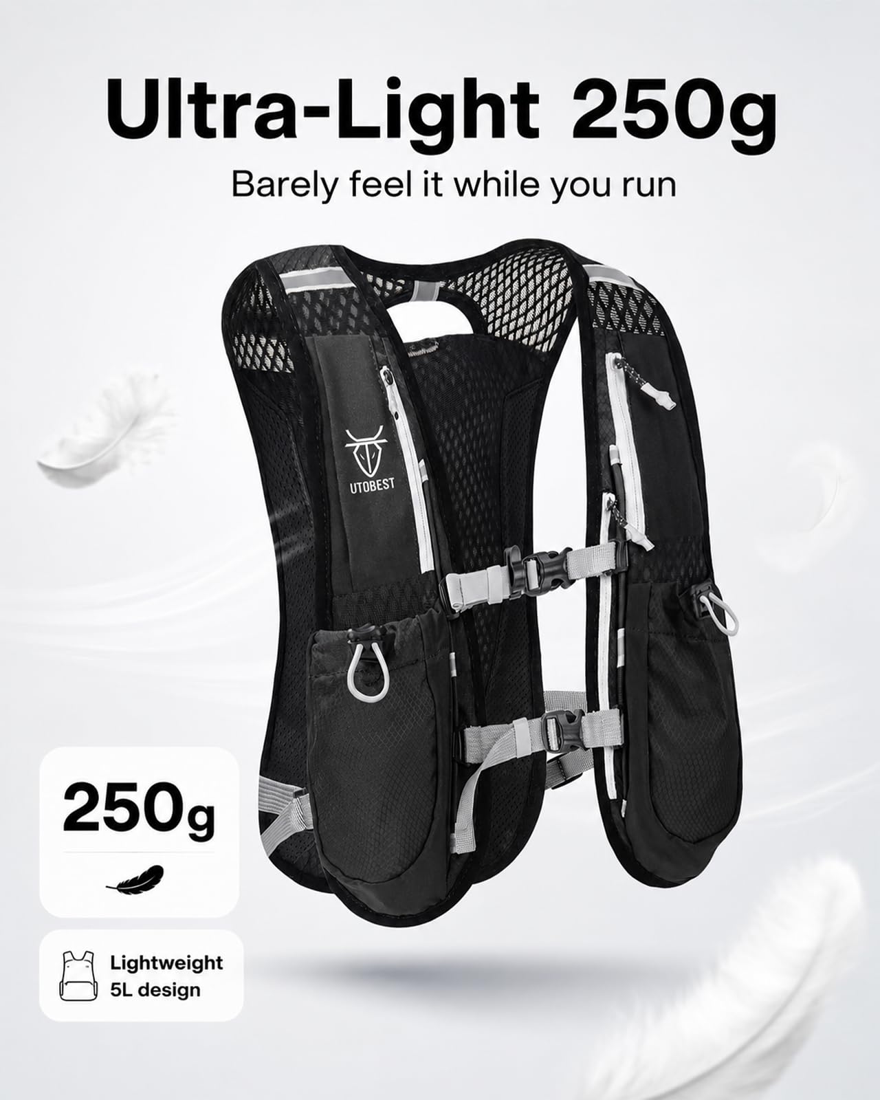 UTOBEST Running Vest Lightweight Running Hydration Vest with Water Bladder for Trail Running Marathon Race Hiking