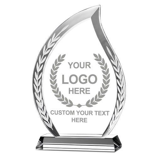 Emoragifou 8.27 x 4.72” Custom Crystal Trophy Award, Customized Engraved Crystal Award Plaque with Your Logo/Emblem/Text, Personalized Awards and Trophies for Sports, Corporate Events, Games Nights