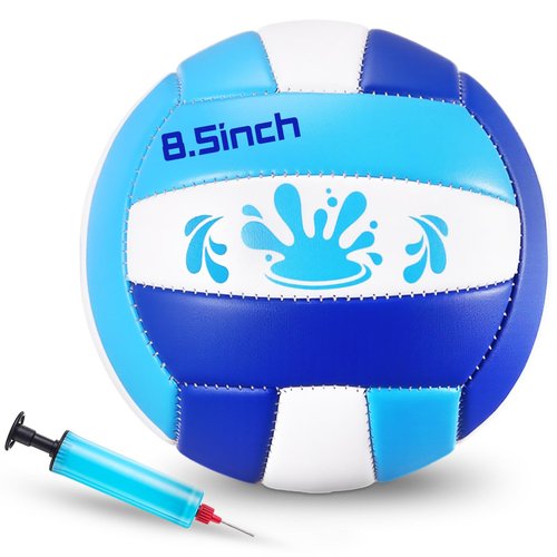 Leitee 5/8.5 Inches Waterproof Volleyball Swimming Pool Water Volleyball with Soft Cover and Pump for Teens Adults Pool Beach Game Outdoor Indoor(Blue/Light Blue/White,8.5 Inch)