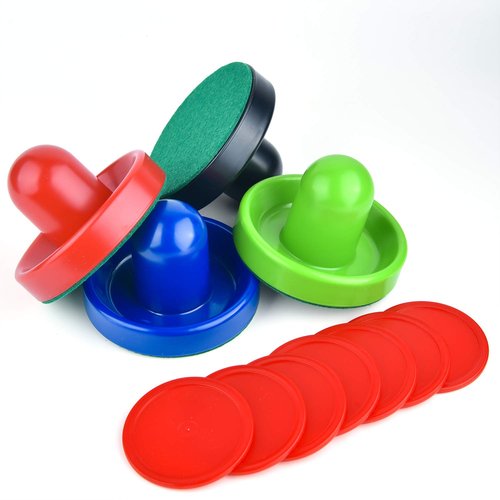 Coopay Air Hockey Pushers and Pucks, Air Hockey Paddles, Goal Handles Paddles Replacement Accessories for Game Tables (4 Striker, 8 Red Puck Pack)