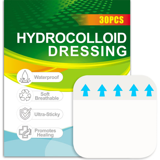 30 Pack Hydrocolloid Bandages 2"x2" – Waterproof Hydrocolloid Patch & Blister Bandages for Feet, Hydrocolloid Dressing for Wounds