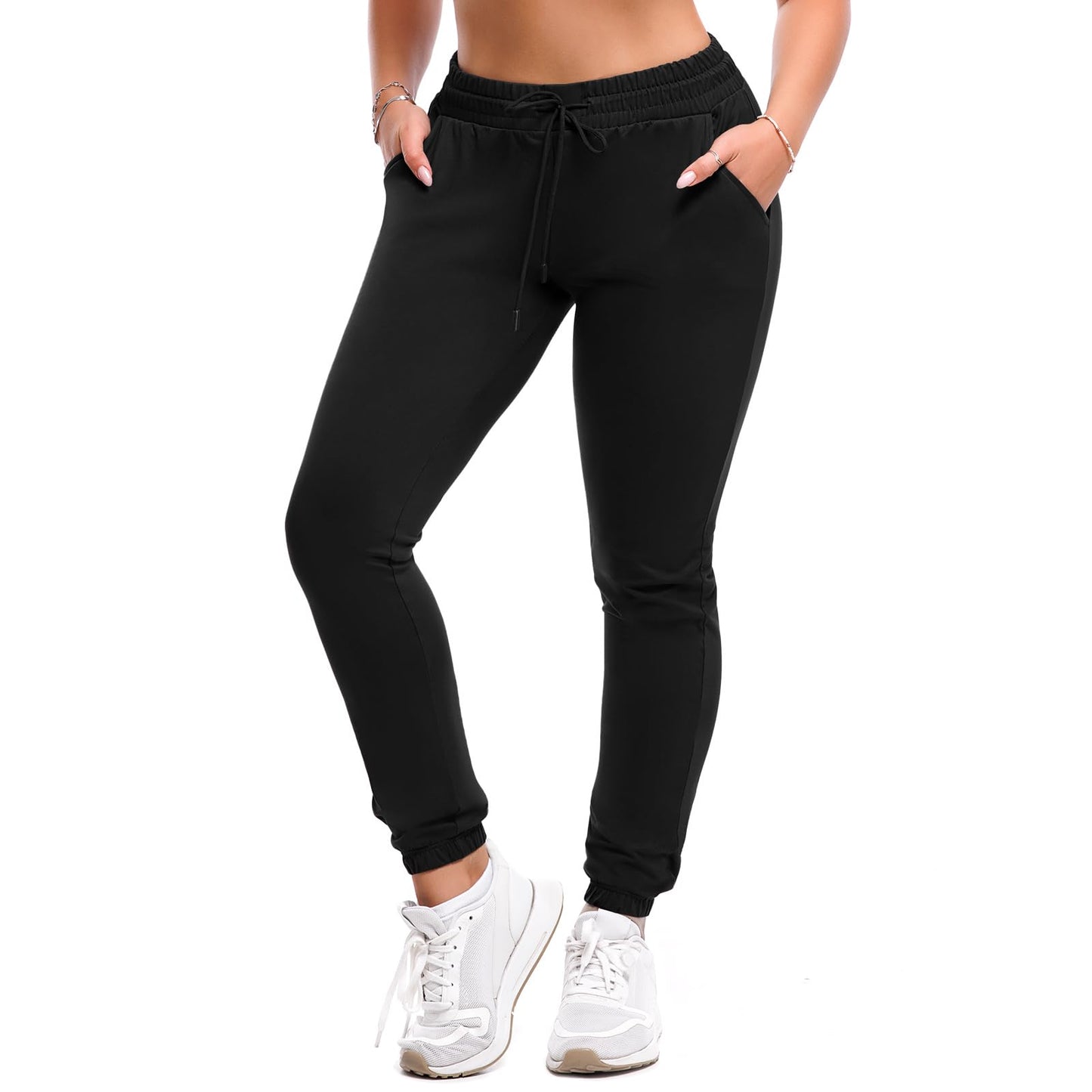 SINOPHANT Joggers for Women with Pockets Drawstring Sweatpants for Lounge Gym Yoga Black L