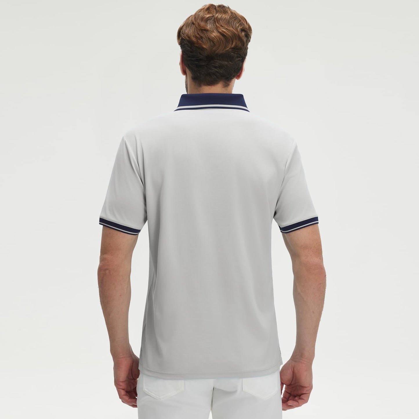 M MAELREG Mens Golf Shirt Quick Dry Lightweight Contrast Collared Stretch Solid Casual Athletic Polo Shirts for Men Khaki Grey
