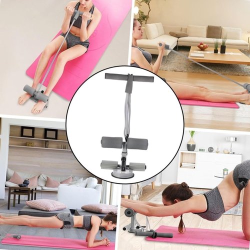 Ab Training Auxiliary Device, Portable Sit Up Bar Floor Abs Master Assistant Device, Double Suction Cups Multi-functional Adjustable Ab Trainer Equipment (Black)