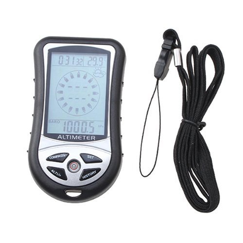 DAGIJIRD Electronic Digital Altimeter 8 in 1 Multifunction LCD Backlight Mini Altimeter Barometer Compass Thermometer Weather Forecast Calendar
