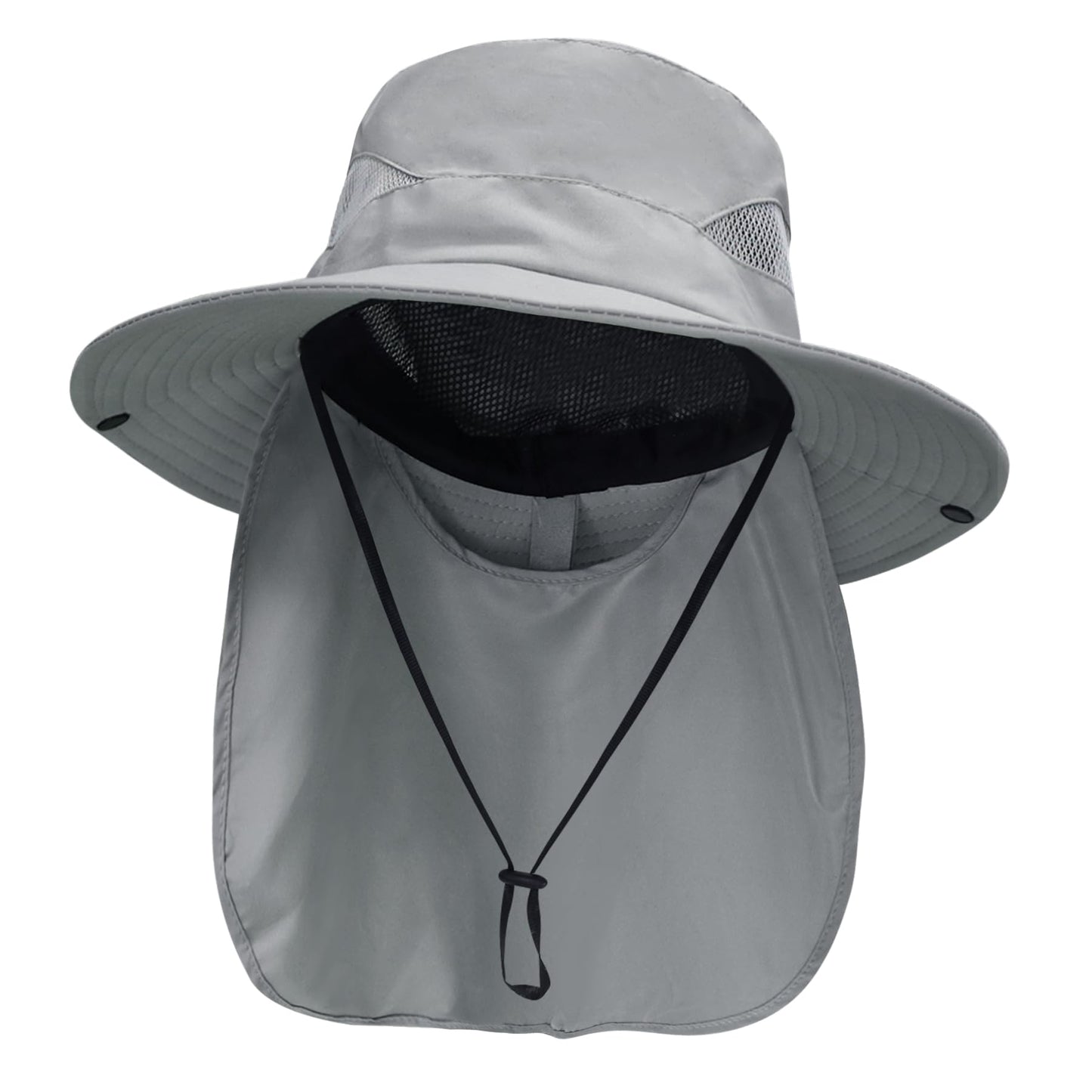 NPJY Sun Fishing Hats with Neck Flap for Men Women UV Sun Protection Safari Hat Wide Brim Bucket Hat Pure Grey