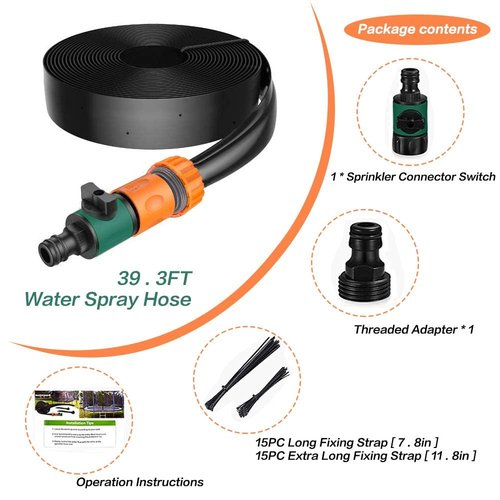 Water Trampoline Sprinkler-Outdoor Water Play Sprinklers, Sprinklers for Yard, 5 Minutes Quick Setup Included Accessories Tool, Trampoline Sprinkler with Hose, Trampoline Accessories, 39ft