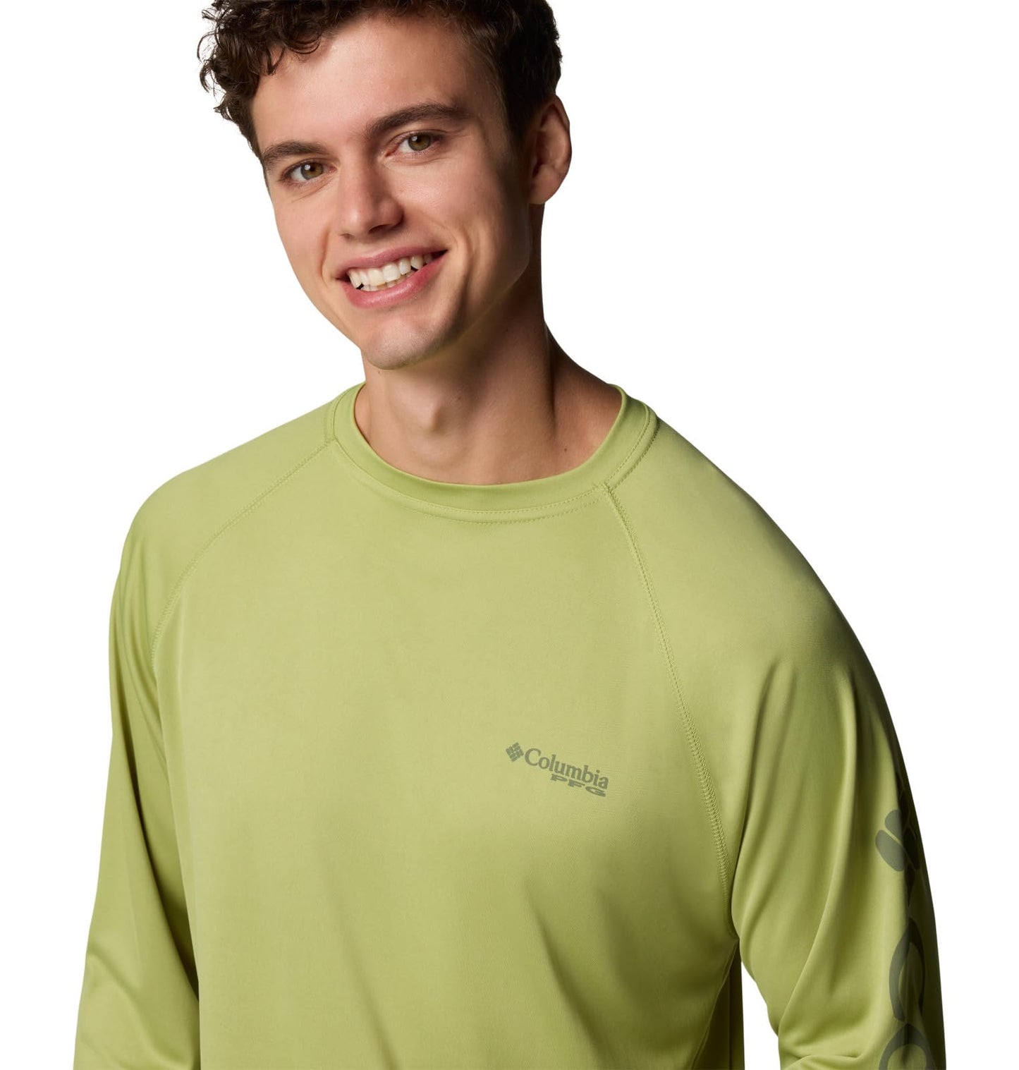 Columbia Men's PFG Terminal Tackle Long Sleeve Fishing Shirt, Pear/Cypress Logo, 3X Tall