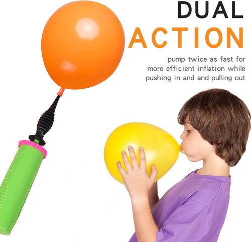 Hdeoops Balloon Pump Hand Held 2-Way Dual Action Air Pump for Balloons, Yoga Balls, Swimming Rings