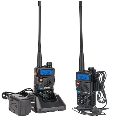 Ham Radio Baofeng UV-5R Radio Long Range UV5R Handheld Dual Band VHF UHF Rechargeable Two Way Radio Walkie Talkies for Adults with Earpiece Full Kit for Camping Hunting Survival Gear,2Pack