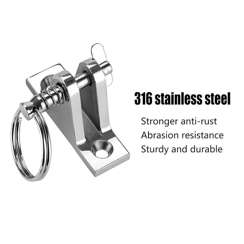 316 Stainless Steel Bimini Top Deck Hinge with Quick Release Pin – 90° Deck Hinge, Includes Screws