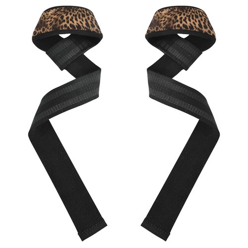 Nander Fashion Leopard Print Wrist Straps for Weightlifting,Lifting Straps with Neoprene Cushioned Wrist Padded and Anti-Skid Silicone for Strength Training,Bodybuilding,Deadlifting