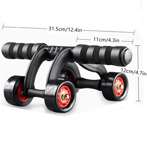 4-Wheel Ab Roller Abdominal Exercise Roller for Six Pack Abs, Core Workout Trainer, Stomach Exercises with Knee Mat, Sport Fitness for Men and Women